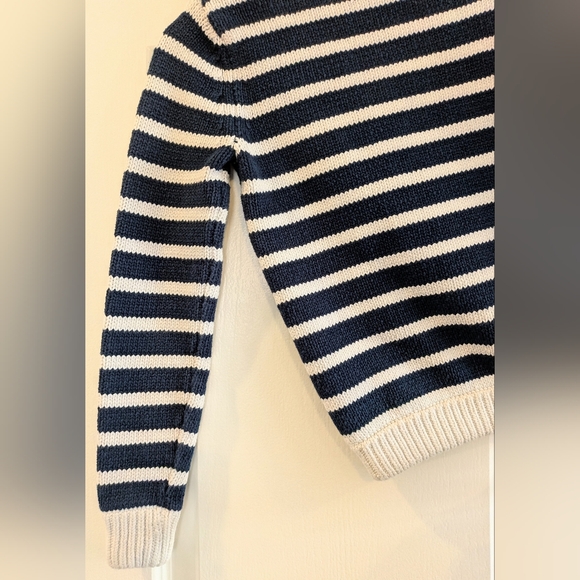 Kule Navy Ivory Striped Knit 100% Cotton Sweater Size XS Fisherman Nautical - Picture 12 of 13
